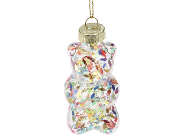 Juletrepynt bamse glass pastell 7cm 4ass Display 24stk 