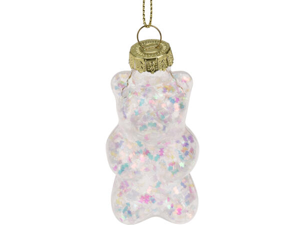 Juletrepynt bamse glass pastell 7cm 4ass Display 24stk 