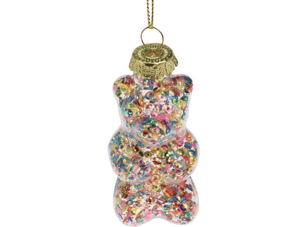 Juletrepynt bamse glass pastell 7cm 4ass Display 24stk 