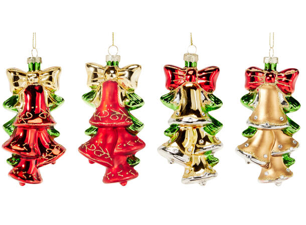 Juletrepynt bjelle glass 12cm 4ass Display 12 stk 
