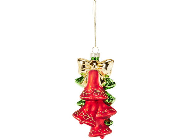 Juletrepynt bjelle glass 12cm 4ass Display 12 stk 