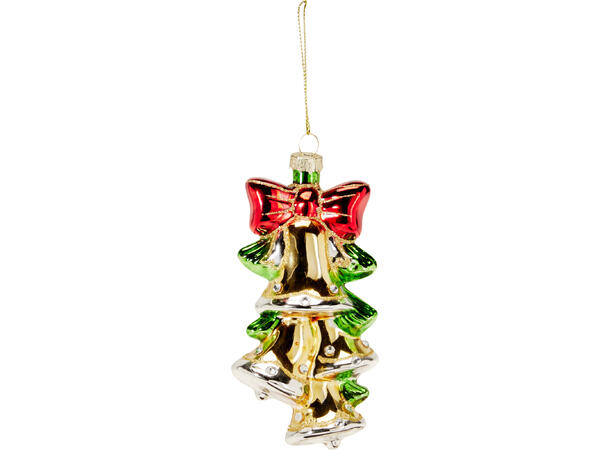 Juletrepynt bjelle glass 12cm 4ass Display 12 stk 