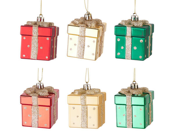 Juletrepynt gaveeske plast 5cm 6ass Display 75stk 