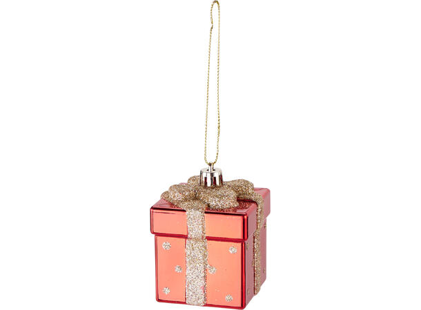 Juletrepynt gaveeske plast 5cm 6ass Display 75stk 