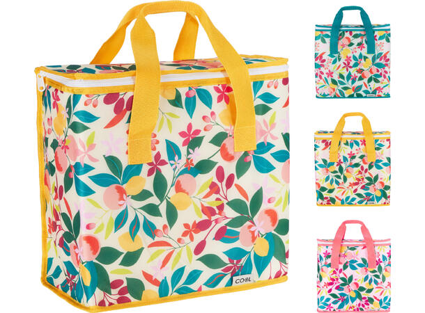Kjølebag blomstetret polyester 16l 3ass 34x16,5x36cm 