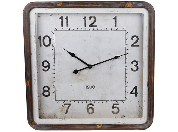 Klokke vegg antikk metall 50x50x5,5cm Batteri: 3xAA 