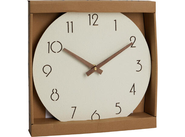 Klokke vegg mdf 28cm 3ass krem, sand,grå Batteri: 1xAA ikke inkl 