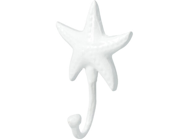 Knagg sjøhest, stjerne, krabbe hvit 3ass Aluminium 