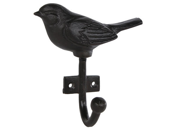 Knagg veggkrok fugl sort metall 11x5cm 