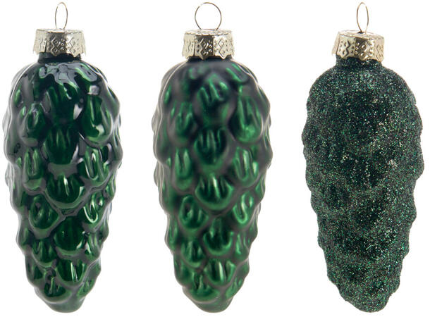 Kongler glass grønn 8,6cm 9stk 9 stk i sort gaveeske 