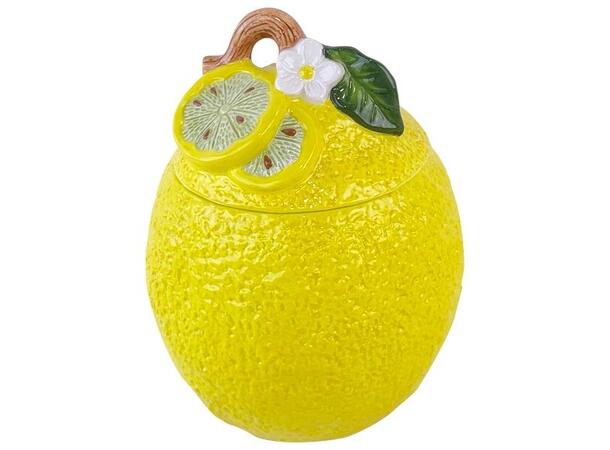 Krukke sitron gul keramikk 13x13x19cm Forpk 4stk 