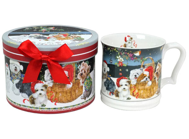 Krus porselen m/hund Gaveeske 13x9,5cm 