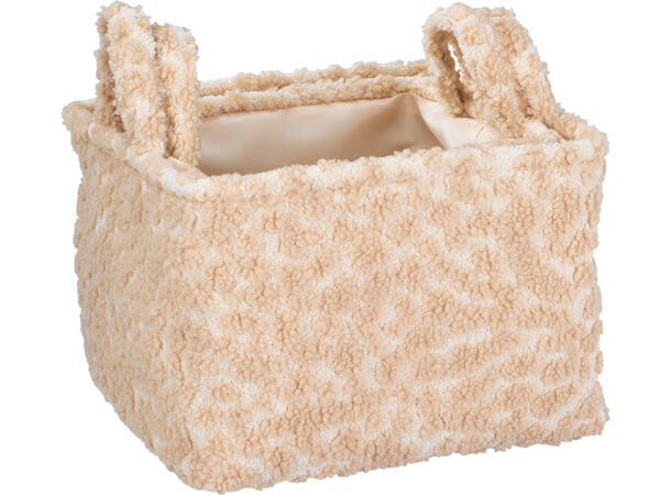 Kurv pastell teddy-stoff 3 ass s/2 24x24x18cm / 28x28x19 cm. Polyester 