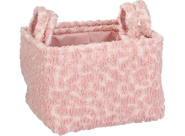 Kurv pastell teddy-stoff 3 ass s/2 24x24x18cm / 28x28x19 cm. Polyester 