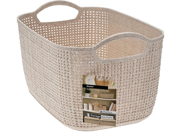 Kurv sand vevd design PP 30x19,5x17cm 