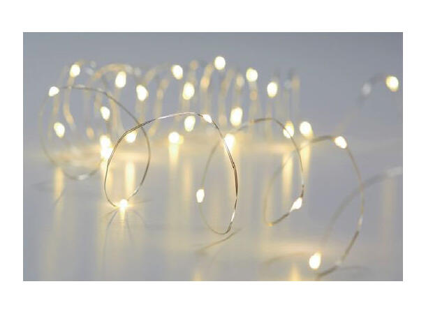 LED Lyslenke 50 varmhvit 490+30cm Batteri: 2xAA. Timer 6t på/18t av 