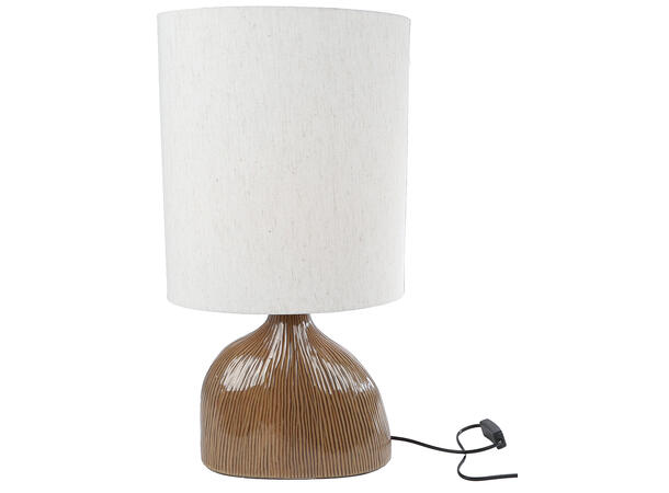 Lampe brun keramikk linskjerm 30x18x58cm Pære: E27 