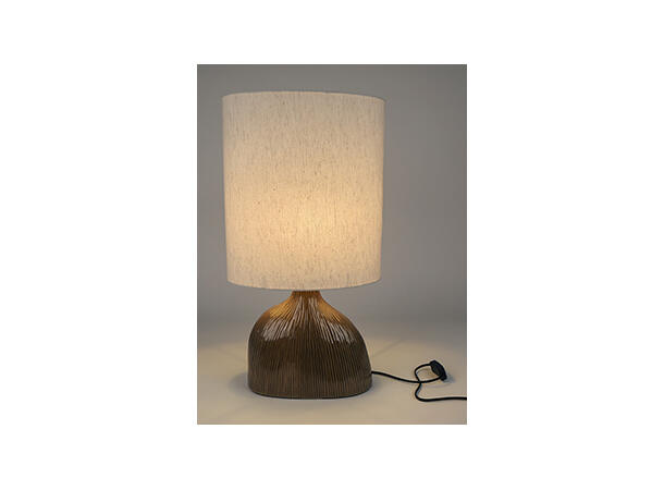 Lampe brun keramikk linskjerm 30x18x58cm Pære: E27 