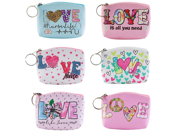 Lommebok Love 10x7cm 6ass Display 12stk 