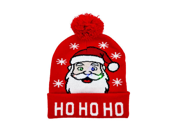 Lue Rød nisse Ho ho ho Akryl m/LED Batteri: CD2032 inkludert 