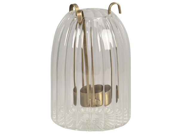 Lykt blank glass med telysestake 10x14cm 