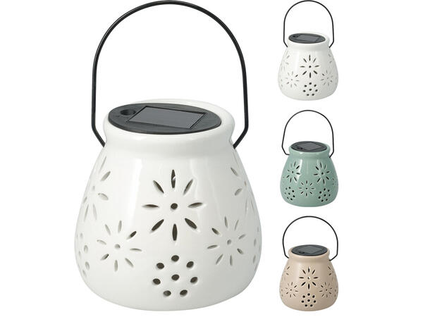 Lykt i keramikk Solar 11,5x11cm 3ass 