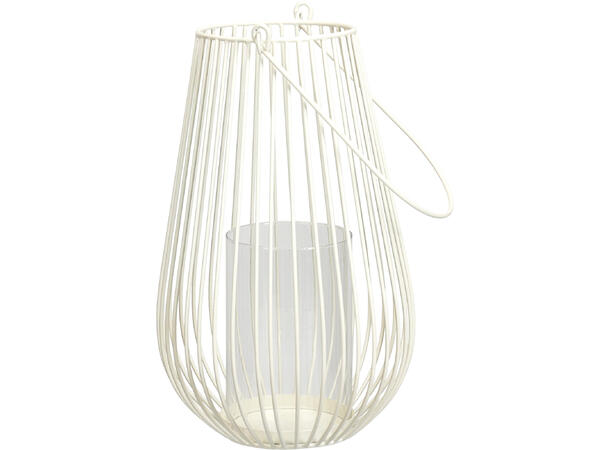 Lykt spiler 21x35cm metall glass hvit Vekt: 1322g 