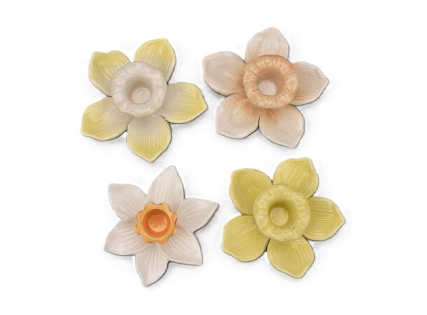 Lysestake blomst beige10x10x4,5cm 4ass 