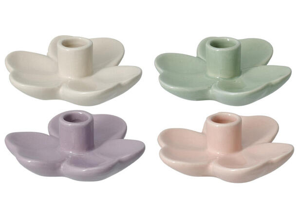 Lysestake blomst pastell 10,5x3,5cm 4ass 