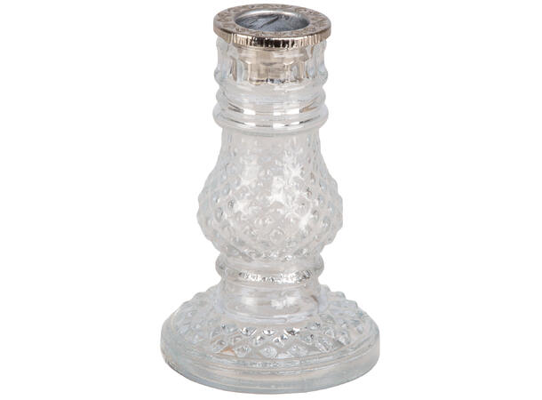 Lysestake klart glass Verrerie 3ass 7x7x11cm 