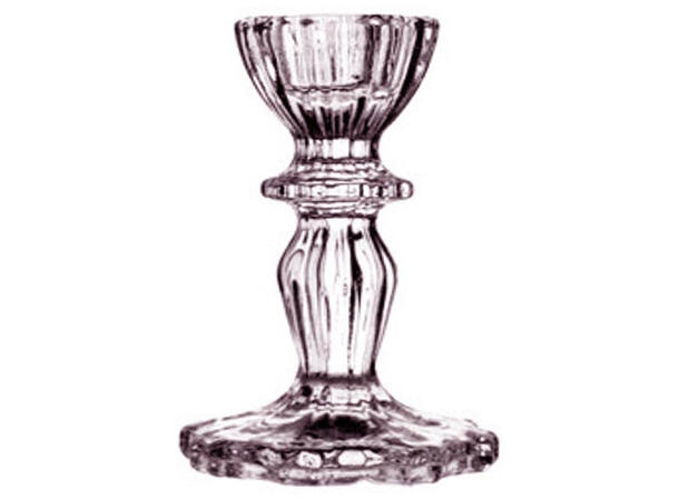 Lysestake rosa mønstret glass 7x7x11cm Verrerie 