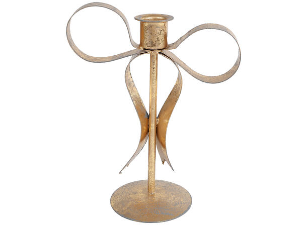 Lysestake sløyfe gull metall 8x24x18cmx 