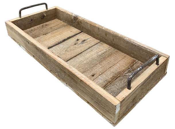 Lysfat tre m/metallhåndtak 45x20x8cm 