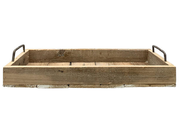 Lysfat tre m/metallhåndtak 45x20x8cm 