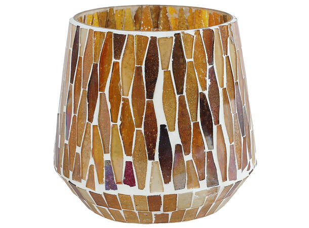 Lysglass brun/amber mosaikk 9x12x11cm Forpakning: 12stk 