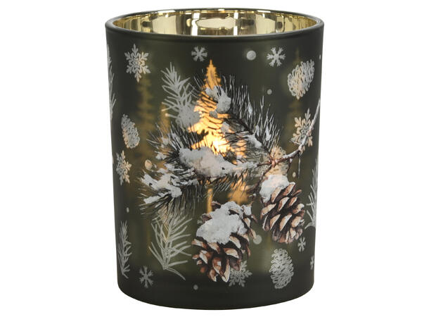 Lysglass brun/grønn m/kvister 10x12,5cm 