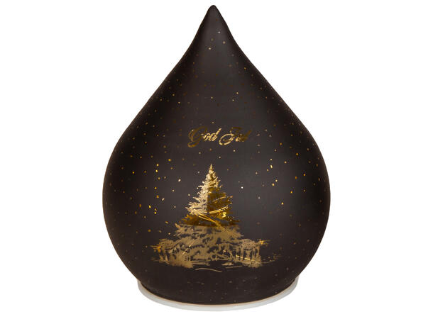 Lyslykt LED God Jul sort dråpe 12cm Batteri: AAAx3 T: 6/18t 10LED 