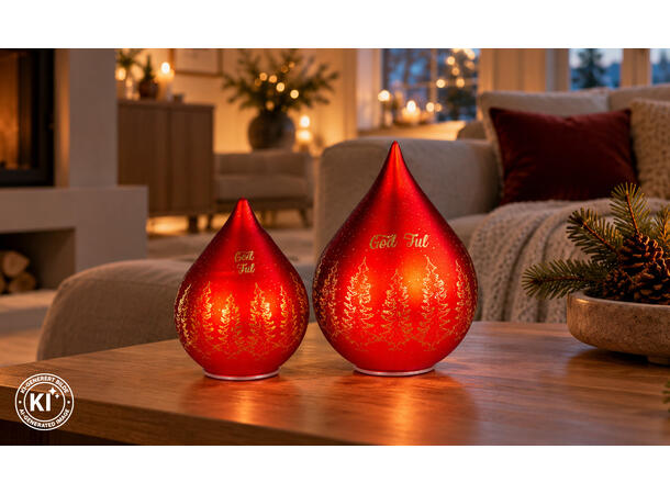 Lyslykt LED God Jul tre rød dråpe 20cm Batteri 3xAAA Timer 6/18t 20LED 