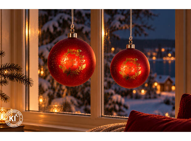 Lyslykt LED Julekrans rød rund 15cm Batteri 2xAA Timer 6/18t 15LED 