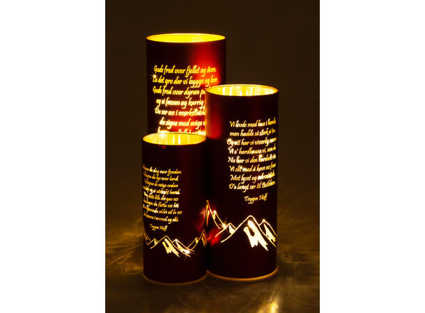 Lyslykt LED Nord norsk v3 rød 9x25cm Batteri 2xAA Timer 6/18t 20 ledpærer 