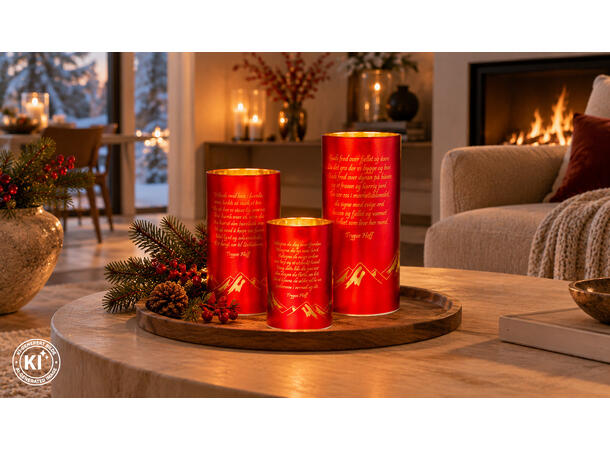 Lyslykt LED Nord norsk v3 rød 9x25cm Batteri 2xAA Timer 6/18t 20LED 