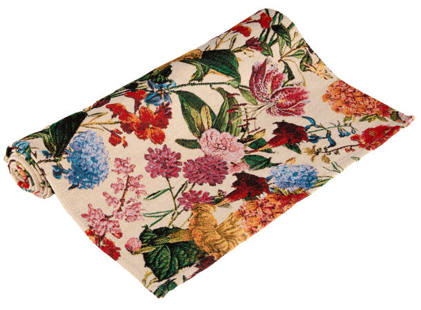 Løper Jaquard blomstret 40x140cm 40% bomull. 60 % polyester 