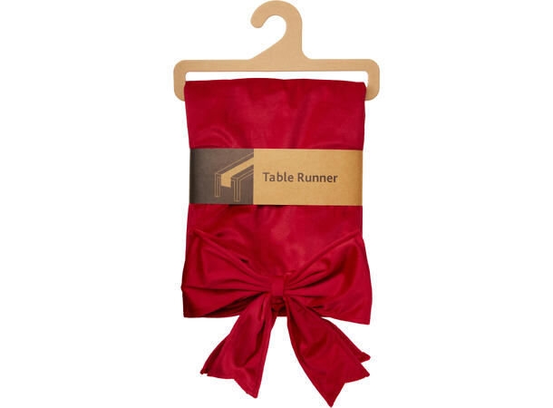 Løper rød m/sløyfe fløyel 33x240cm Polyester 