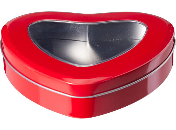 Metallboks hjerte rød 20,5x21x4cm 184g Forpakn.12stk 