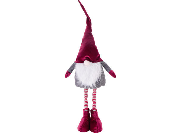 Nisse grå m/rød lue strekkbar 68-83cm Polyester m/sand 