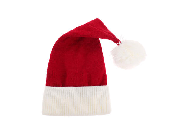 Nisselue Baby Rød m/hvit strikk 0-2år 