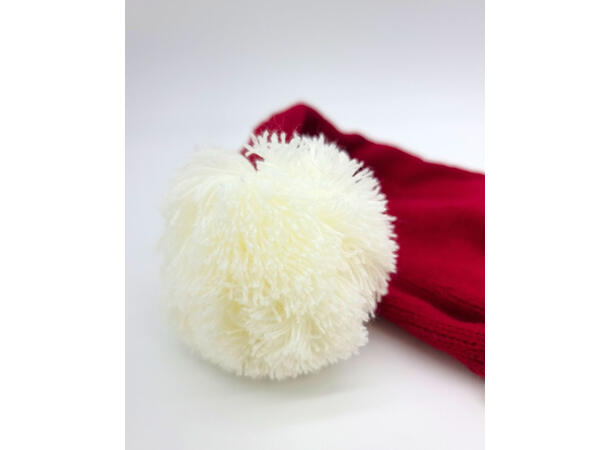 Nisselue Baby Rød m/hvit strikk 0-2år 