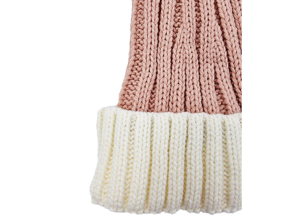 Nisselue ribbestrikket Rosa m/hvit 65cm 