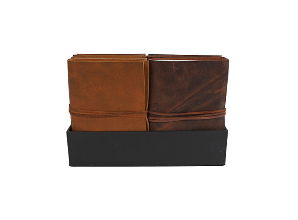 Notatbok 96 sider skinn 13,5x17,5cm 2ass 