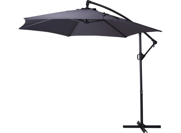 Parasoll mørk grå med stativ/sveiv 300cm 